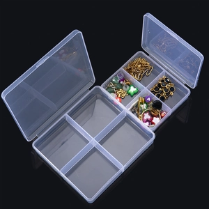 Clear PP plastic storage box with 6 compartments for jewelry and small parts organization