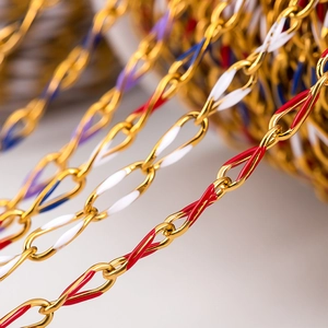 DIY Stainless Steel Enamel Twisted Oval Link Chain Gold Plated 9.5x3.5mm For Necklace Bracelet Jewelry Making Supplies