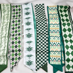 Elegante Satijnen Lintsjaal Voor Dames Florale Geometrische Print Haarband Handtas Handvat Wikkel Mode Sjaal Cadeau Accessoire