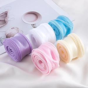 Translucent organza ribbon set in five soft colors for flower and cake decoration