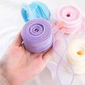 Pleated wavy snow gauze ribbons in various pastel colors for flower and gift wrapping