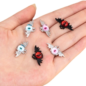 Gothic bat wing eyeball alloy pendants in various colors for DIY jewelry making accessories