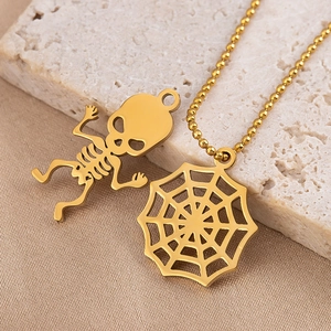 Halloween Edelstahl Anhänger Charms Spinnennetz Skelett Fledermaus Sarg Geist Für DIY Halskette Armband Schmuck Zubehör
