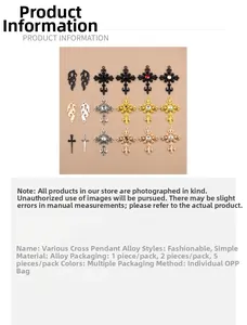 Détails des pendentifs en alliage en forme de croix et d'épée pour création de bijoux