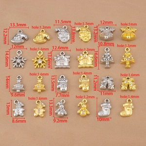 Christmas alloy pendants set with Santa, trees, and snowflakes for DIY jewelry making