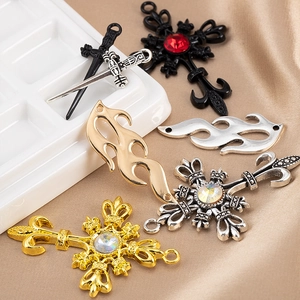 Détails de pendentifs croix en alliage avec strass sur satin pour bijoux DIY