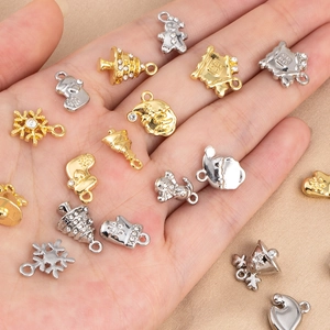 Christmas alloy pendant set with Santa tree and snowman for DIY jewelry making