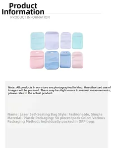 Macrodetail van laser hersluitbare zakjes in snoepkleuren met ophanggat en plastic sluiting