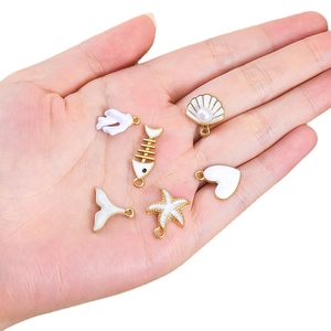 Ensemble de pendentifs océan émaillés blancs avec étoile de mer pour bijoux DIY