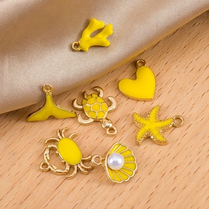 Meeres-Anhänger Set Gelb mit Seestern und Schildkröte für DIY-Schmuck aus Legierung