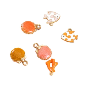 Ocean theme enamel sea shell and fish charms for DIY jewelry making accessories