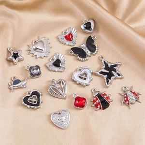 Vintage Alloy Enamel Rhinestone Heart Butterfly Star Plane Charms For DIY Necklace Bracelet Jewelry Making Pendants Accessories
