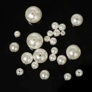Polished ivory white ABS imitation pearl beads with holes for DIY jewelry making