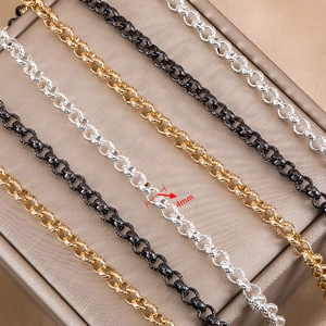 4mm reliëf koperen O-ketting in goud, zilver en zwart voor DIY sieraden maken