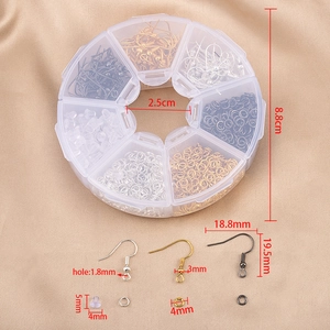 Kit d'accessoires boucles d'oreilles DIY 8 compartiments avec crochets et anneaux
