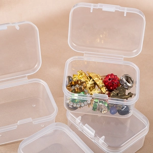 Transparent PP plastic storage boxes for jewelry beads with secure flip lids