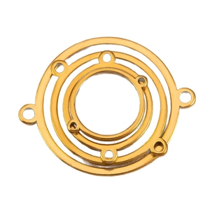 Golden stainless steel concentric circle connectors for DIY jewelry making pendants