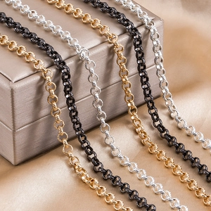 DIY Sieraden Maken Koperen Ketting 4mm Platte Reliëf Rollo Schakelketting Verguld Kleurbehoud Voor Kettingen Armbanden