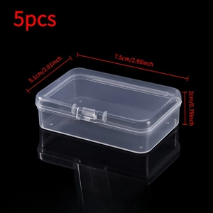 5-piece set of transparent PP storage boxes with size dimensions and secure snap lids