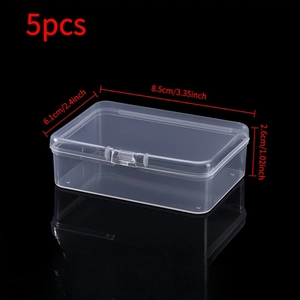 5pcs small clear PP plastic storage boxes with flip lids 8.5x6.1x2.6cm size