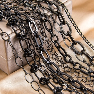 Black stainless steel DIY chain collection with star and heart links on silk