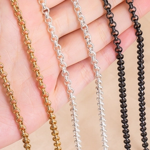 4mm getextureerde koperen O-kettingen in goud, zilver en zwart voor doe-het-zelf sieraden