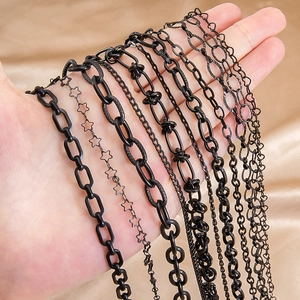 Detailed collection of black stainless steel DIY jewelry chains in various link styles