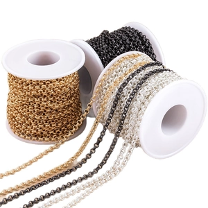 Rollen van 4mm reliëf koperen O-ketting in goud, zwart en zilver voor DIY-sieraden