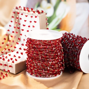 Cadenas de cuentas de cristal rojo DIY con eslabones de cobre dorado para joyas