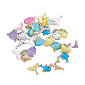 Surtido de dijes temáticos del océano en aleación para joyería DIY con cola de ballena y peces