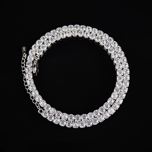 Double row 925 sterling silver tennis necklace with sparkling cubic zirconia stones