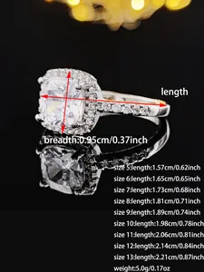 Jewelry size chart showing 0.37 inch width and ring sizes 5 to 13 with weight info