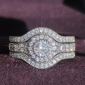 Lussuosi Anelli Halo Rotondi in Rame Con Strass Per Donna Matrimonio Fidanzamento Eleganti Gioielli Brillanti CZ Per Dito