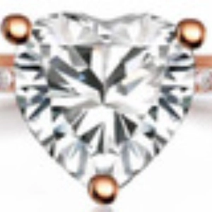 Elegant rose gold heart cut zircon engagement ring with side stones for women