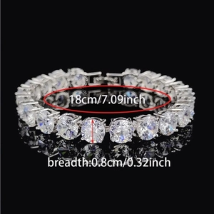 Zilverkleurige tennisarmband met 8mm ronde zirkonia stenen en 18cm lengte