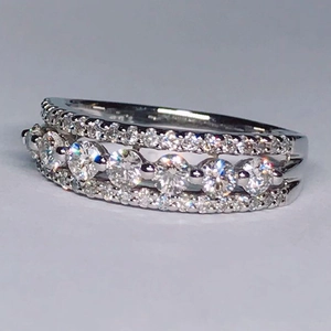 Elegant Multi Row Cubic Zirconia Ring Copper White Gold Color Hollow Pave Setting Fashion Jewelry For Women