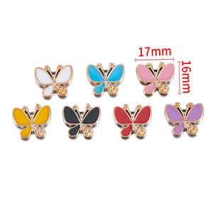 Set of 7 colorful 17mm butterfly charms with gold base for DIY jewelry making