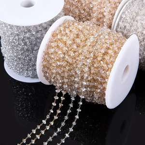DIY Kralen Koperen Ketting Voor Sieraden Maken Handgemaakte Knutselaccessoires Goud Zilver Vergulde Strass Schakelketting
