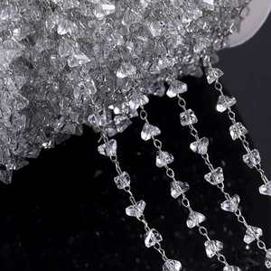 Macro van kristallen kralenketting met zilveren metalen schakels voor DIY haaraccessoires