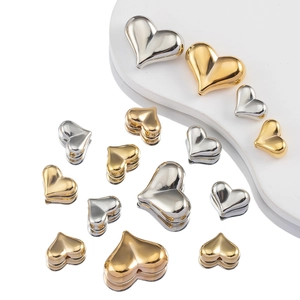 Polished gold and silver heart-shaped beads for DIY jewelry making and accessories