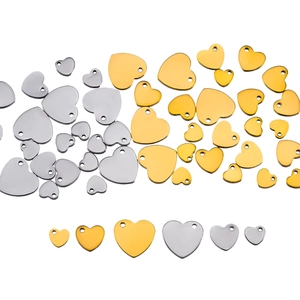 Stainless Steel Heart Shaped Pendant Tags Mirror Polished Metal Charms DIY Jewelry Making Accessories For Necklace Bracelet DIY Jewelry Tag