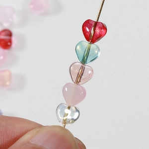 DIY 6mm heart-shaped glass beads in vibrant candy colors for jewelry making