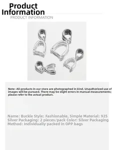 Detailed views of 925 sterling silver pinch bails for pendants, 2 pieces per pack
