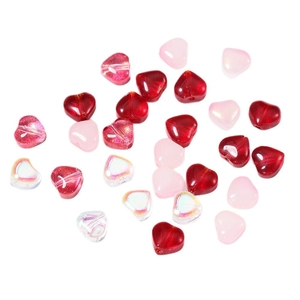 Mix of 6mm candy color heart shaped glass beads for DIY jewelry making and accessories