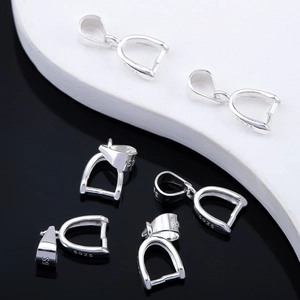 S925 Sterling Silver Pendant Pinch Bail Clasp Connector For DIY Necklace Jewelry Making Silver Handmade Findings Accessories