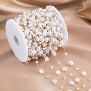 Baroque Irregular Imitation Artificial Pearl Stainless Steel Chain For DIY Jewelry Making Handmade Beaded Necklace Chain Findings Gold