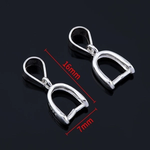 S925 sterling silver pinch bails for pendants, 16mm high with polished silver finish