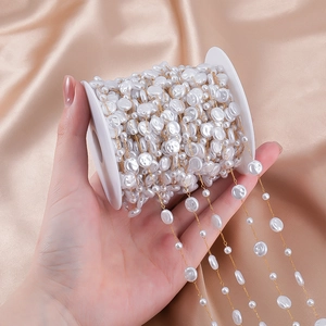 Baroque irregular imitation pearl and stainless steel chain on spool for DIY jewelry