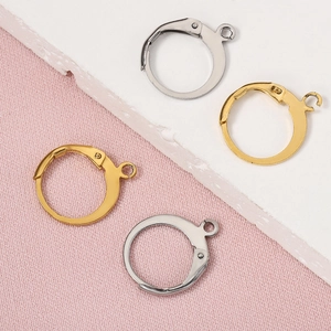 18k gold and silver stainless steel French leverback earring hooks for DIY jewelry making