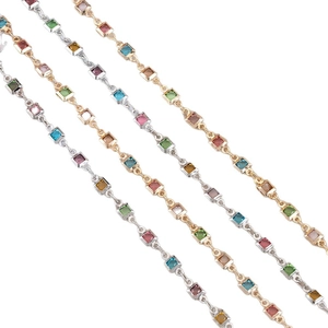 Pulseras minimalistas de oro y plata con piedras cuadradas de vidrio de colores